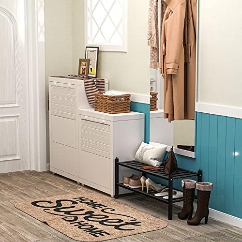 Dranixly Shoe Rack, 2-Tier Bamboo Stackable Shelf Storage Organizer, Stand for Closet, Entryway and Hallway （Black） - Image 2