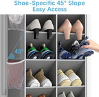 Yecaye 16-24 Pairs Over the Door Shoe Organizer, Large Capacity Hanging Shoe Rack for Door Hanger with Deep Pockets, 8 Tier Shoe Holder for Sneakers Boots Heels College Dorm Essentials, Grey - Image 2