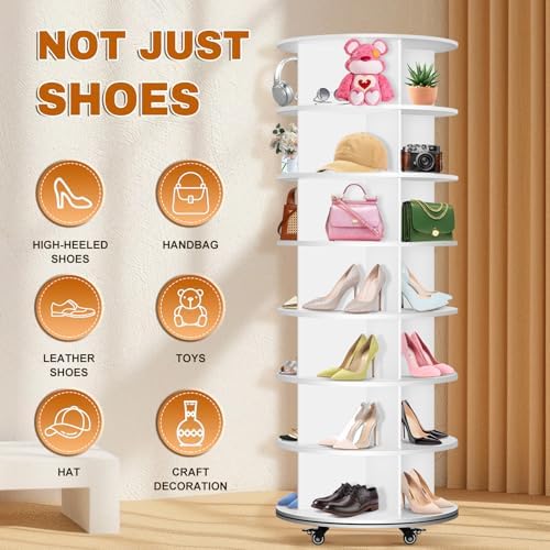 RUNSUNSPRI 7 Tier Rotating Shoe Rack with 4 Universal Wheels - Image 5