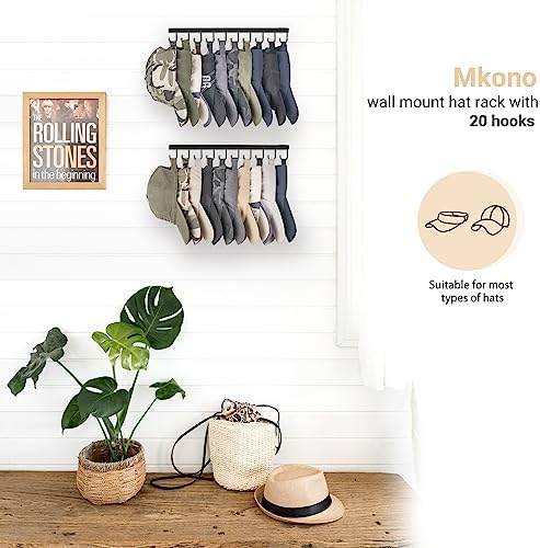 Mkono Hat Organizer, Metal Hat Rack for Wall Storage Holds 20 Caps Set of 2 - Image 3