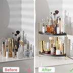 KINGNERWI 2-Tier Bathroom Counter Organizer, Vanity Corner Shelf, Black - Image 5