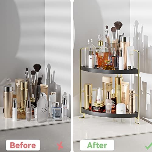 KINGNERWI 2-Tier Bathroom Counter Organizer, Vanity Corner Shelf, Black - Image 5
