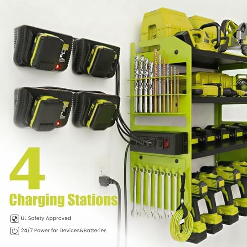 Large Power Tool Organizer Wall Mount with Power Station - Image 4