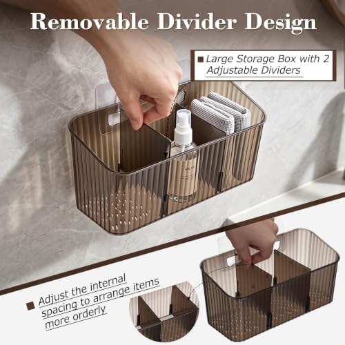 7 Pack Cabinet Door Organizer Adhesive Wall Mount Storage Bins Makeup Containers Stackable Organizer Basket for Kitchen Cabinets, Bathroom, Pantry, Office, Refrigerator (Frosted Gray) - Image 3