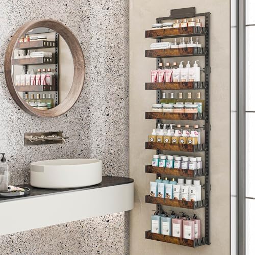 BUKFEN 8-Tier Over the Door Pantry Organizer, Adjustable Wooden Basket - Image 5