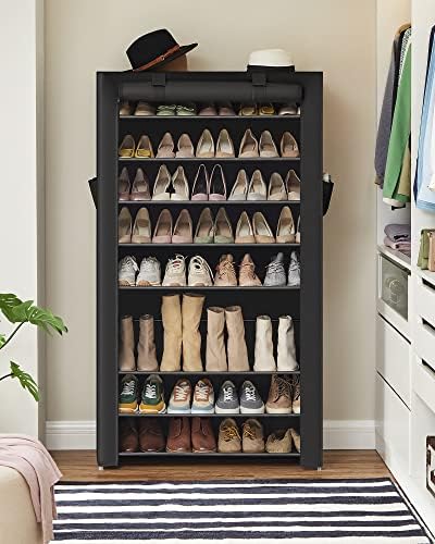 SONGMICS 10-Tier Shoe Rack with Cover, Shoe Storage Cabinet for 40-50 Pairs - Image 4