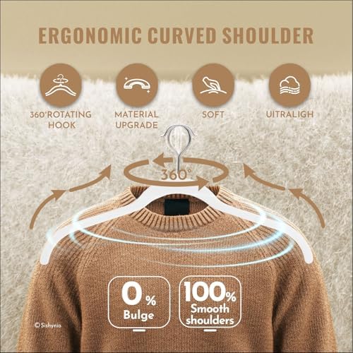 Sishynio Velvet Hangers 30 Pack, Slim Flocked Clothes Hangers White - Image 2