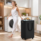 SpaceTrove Rolling Laundry Basket with Wheels, Laundry Hamper, 80L, Black - Image 6