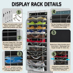 Kotkn Over The Door Shoe Organizer with 12 Large Breathable Pockets - Durable Hanging Storage for the Entire Family's Shoes (Black) - Image 3