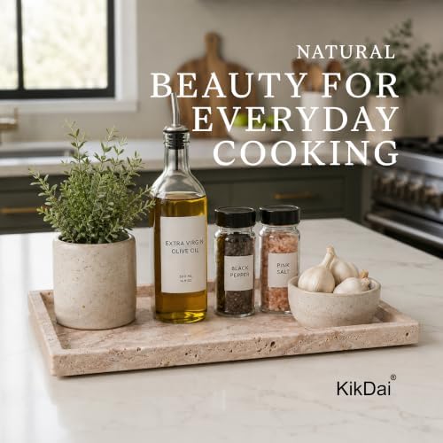 Beige Travertine Stone Decorative Tray, for Perfume, Jewelry, Vanity Decor and Bathroom Countertop, Large 11.6"x6" Made with One Pieces Stone Catchall Tray for Kitchen, Coffee Table, Candle - Image 5