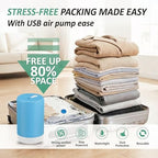 Travel Vacuum Storage Bags with Rechargeable Cordless USB Pump, 35 Combo - Image 2