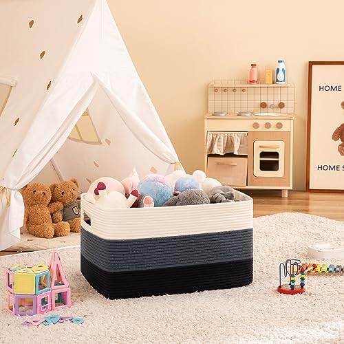 OIAHOMY Blanket Basket Laundry Basket Dog Toy Basket 108L Gradient Blue - Image 2