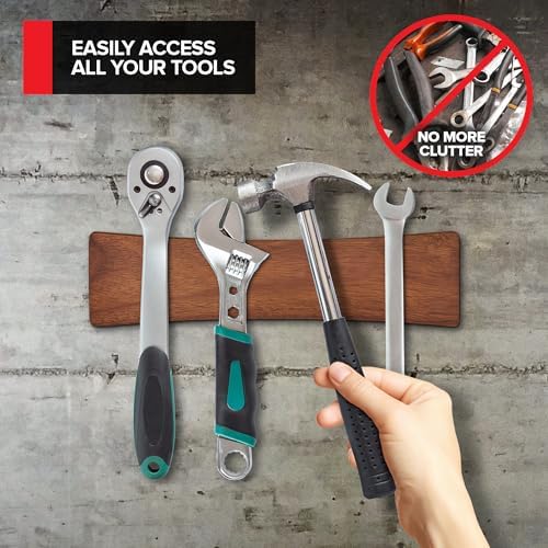 10 Inch Acacia Wood Magnetic Knife Holder with Multipurpose Use, Magnetic Knife Holders for Kitchen, Wooden Knife Rack, Magnet Strips for Knives & Metal Utensils, Tool Holder, Art Supply Organizer - Image 6