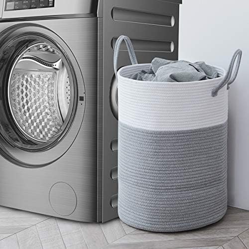 YOUDENOVA Cotton Laundry Hamper, 58L Tall Storage Basket-Grey - Image 3
