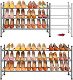 Tajsoon Expandable Shoe Rack for Closet 3 Tier, 28“-41“Stackable, Grey by Tajsoon