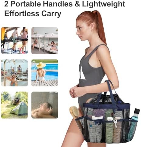 Mesh Shower Caddy Portable with Drawstring - 2-Handle Shower Bag for Dorm - Image 6