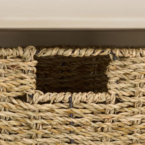 SAFAVIEH Home Collection - Finley Sand Wall Mounted 3-Basket Storage Rack with Hooks & Seagrass Baskets (HAC5700E) - Image 7