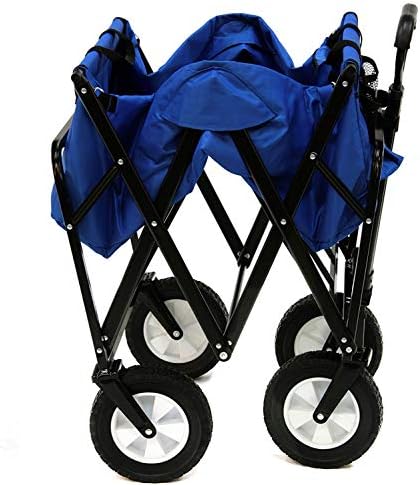 Mac Sports Heavy Duty Steel Frame Collapsible Folding 150 Pound Capacity Outdoor Camping Garden Utility Wagon Yard Cart, Blue - Image 3