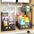 Under Sink Organizer, 2-Pack L-Shaped Metal Pull-Out Drawers for Kitchen by Fabutier