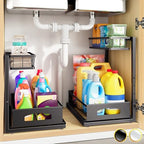 Under Sink Organizer, 2-Pack L-Shaped Metal Pull-Out Drawers for Kitchen by Fabutier