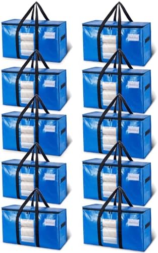 TAILI 10 Pack Blue Extra Large Moving Bags,Storage Bag with Visible Window by TAILI