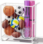 Homsorout Ball Storage Bin Rolling Sports Ball Cart, White by Homsorout