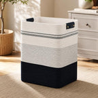 Laundry Hamper, Cotton Rope Laundry Basket with Leather Handles, 21.1-Gallon/80 L Large Clothes Hampers for Laundry, Woven Laundry Baskets for Blankets, Clothing, Bedroom, Living Room, Nursery - Image 2
