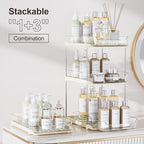 Delamu 2-Tier Multi-Purpose Bathroom Under Sink Organizers and Storage, Stackable Kitchen Pantry Organization, Pull Out Medicine Cabinet Organizer with Movable Dividers, Beige, 2 Pack - Image 3