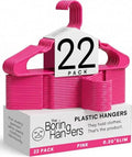 Pink Plastic Hangers 22 Pack - 10 lb Heavy Duty Pink Plastic Clothes Hanger Set - 0.20" Slim & Space Saving Girls Room Closet Organizer Coat Hangers, Dorm Room Essentials by TheBoringHangers