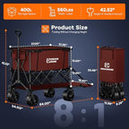 Originsure 400L Foldable Double Decker Wagon, 54" L Tailgate, 560lbs, Red - Image 2