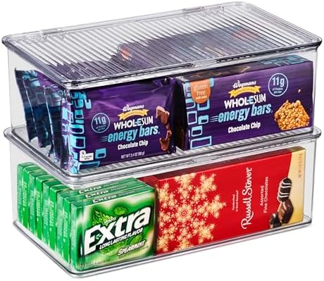 Sorbus Clear Storage Bins with Lids, Stackable Organizer (Medium) - Image 2