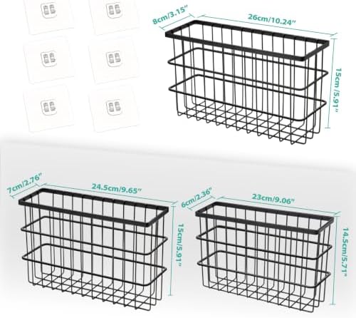 Sinnsally 3 Pack Cabinet Door Organizer,Self Adhesive Lid Organizers Inside Cabinet Storage Boxes,Hanging Storage Basket Organizer Wall Mounted Pantry Caddy Cup Holder for Kitchen,Fridge,Bathroom - Image 2