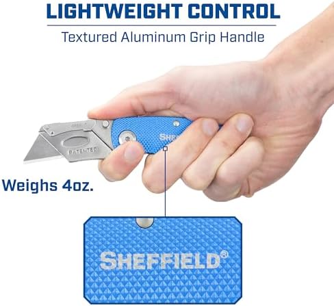 Sheffield 12514 Lock Back Utility Knife 3 Pack with Aluminum Handle - Image 4