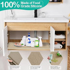 Silicone Under Sink Mat, 28"x22", Waterproof Cabinet Liner, Beige - Image 3
