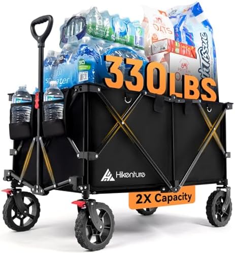 Hikenture Wagons Carts Foldable 330LBS, Heavy Duty Collapsible Wagon by HIKENTUREOUTDOOR
