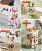 3Tier Diamond Lazy Susan Bathroom Countertop Organizer, 360° Clear Rotating Makeup Cosmetic Perfume Storage Tray, Spinning Vanity Organizer Shelf for Bathroom Cabinet, Dresser, Kitchen(Large) - Image 6