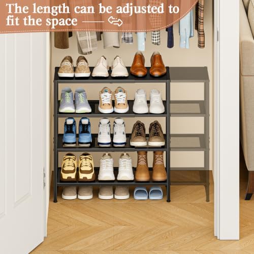 4-Tier Expandable Shoe Rack,Metal Shoe Rack for Closet,Shoe Storage Shelf - Image 5