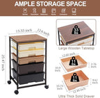 SYKIARIOL Rolling Cart with Drawers, 5 Drawers Utility Cart, Dark Brown - Image 3