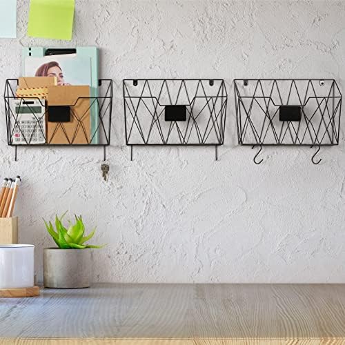 Wall File Organizer, 3 Pack Metal Wall Basket File Holder for Home Office - Image 5