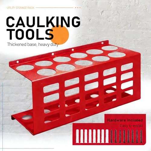 2 Pack Metal Wall Mount Caulking Tube Holder Rack, Red - Image 4