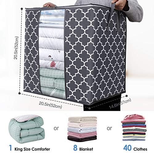 Storage Bags 6 Pack 100L Clothes Organization and Storage Containers | Large Blanket for Comforters,Bedding, Foldable Organizer with Reinforced Handle, Clear Window, Sturdy Zippers, Grey - Image 2