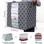Storage Bags 2 Pack 100L Clothes Organization and Storage Containers | Large Blanket for Comforters,Bedding, Foldable Organizer with Reinforced Handle, Clear Window, Sturdy Zippers, Grey - Image 2