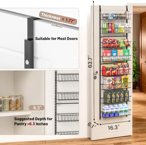 ElegantArray 8-Tier Pantry Door Organizer, Black - Image 3