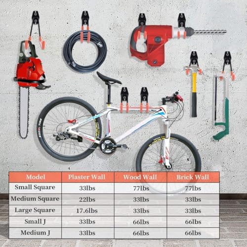 Garage Hooks Heavy Duty 14 Pack, Steel Garage Storage Hooks, Tool Hangers for Garage Wall Utility Wall Mount Garage Hooks and Hangers with Anti-slip Coating for Garden Tools, Ladders, Bulky Items - Image 6
