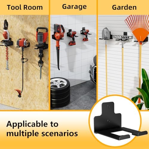Wall-Mounted Weed Wacker Hanger, Garage Tool Organizer, 2 Pack black - Image 3