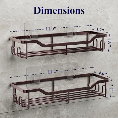 Kitsure Shower Caddy, Adhesive Shower Organizer, Large, Brown - Image 2