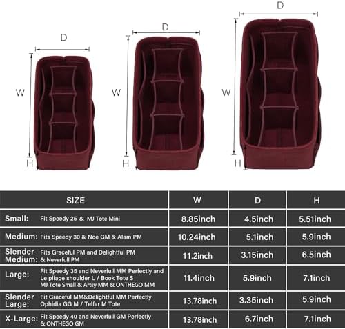 ZTUJO Purse Organizer Insert, Felt Bag Organizer For Handbag Purse Organizer,13 Colors, 6 Size (X-Large, Wine Red) - Image 2