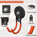 Heavy Duty Magnetic Garage Hooks, 4 Pack 2.59 Inch Large Neodymium Magnet Hooks Magnetic Storage Utility Hooks for Power Drill, Garden Tools,Metal Cabinet, Workshop - Image 3