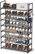 Hsscblet 8-Tier Metal Shoe Rack for Closet and Entryway with Hooks, Black by Hsscblet
