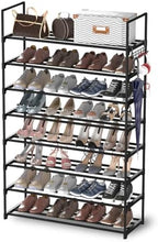 Hsscblet 8-Tier Metal Shoe Rack for Closet and Entryway with Hooks, Black by Hsscblet